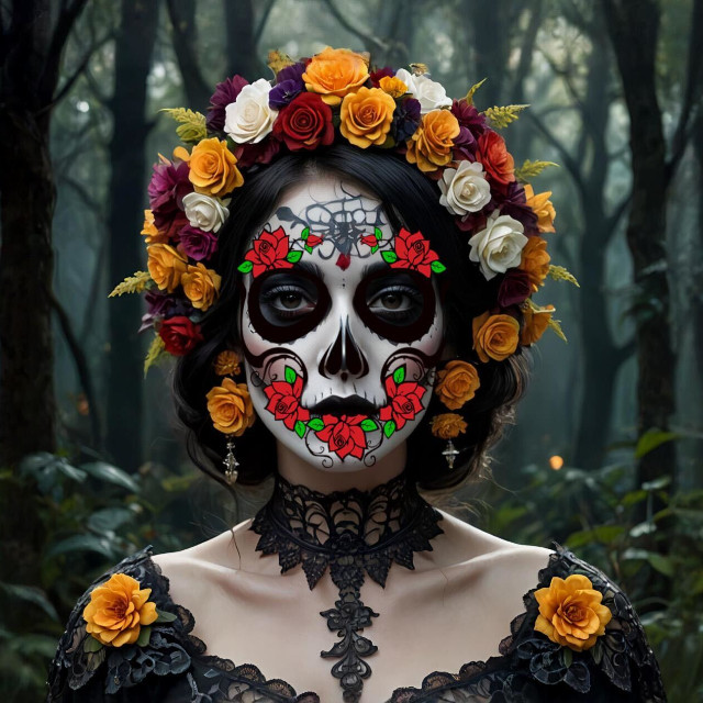 Add,a,festive,touch!,Use,the,colorful,skull,mask,sticker,to,create,your,own,Día,de,los,Muertos–inspired,look.